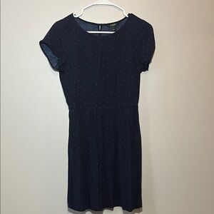 J. Crew Navy Mini Dress with Tiny Red Polka Dots